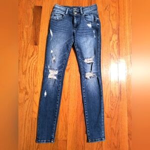 Kan Can Signature Mid-Rise Skinny jeans, distressed, women's w25" L28.5"